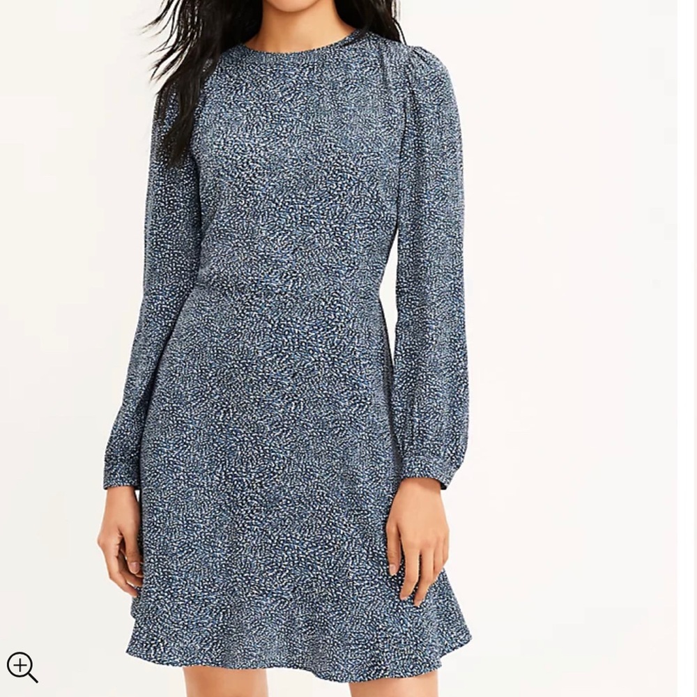 Petite Cheetah Print Long Sleeve Ruffle Dress